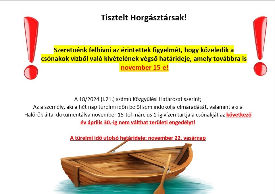 Csónak felszedés